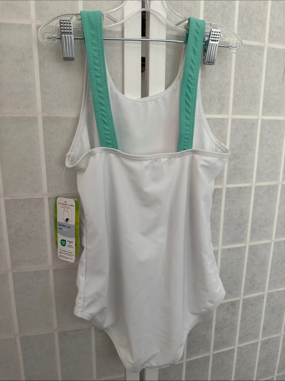 Disney Stitch Surf Club' Girls White & Teal One-Piece Swimsuit Size 10/12 NWT